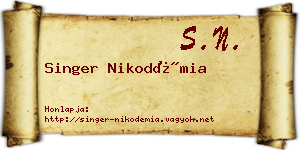 Singer Nikodémia névjegykártya